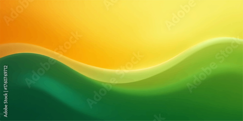 Abstract gradient wave of yellow orange and green colors flowing smoothly