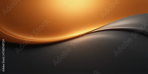 Abstract flowing metallic curves with warm golden light and dark textured background