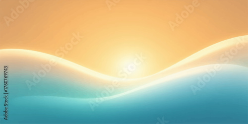 Abstract sunrise over gentle ocean waves with soft gradient background