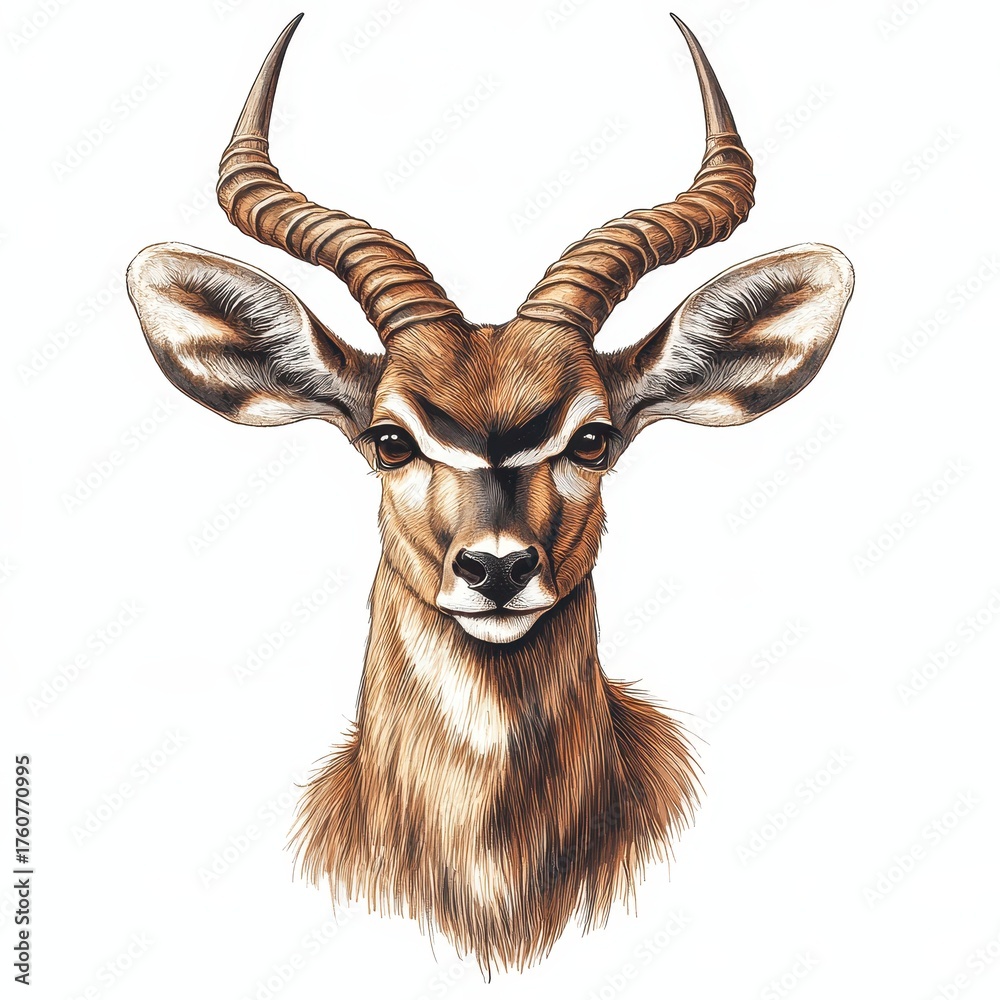 Fototapeta premium Realistic kudu antelope with detailed horns.