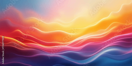Vibrant abstract swirls of light and color flowing like waves in a dreamy sky