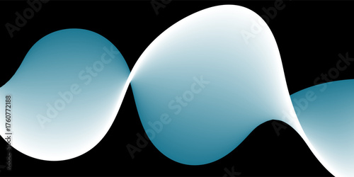 Abstract blue wavy lines of the sound wave. Dynamic gradient pulsating wave. Musical neon concept, symbols of the frequency of digital music. Vector illustration on a black backgroundPrint