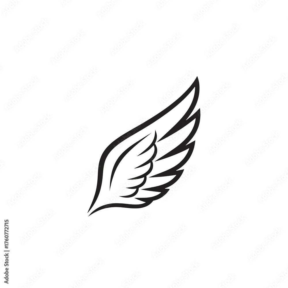 Fototapeta premium Stylized Wing Outline isolated on a transparent background