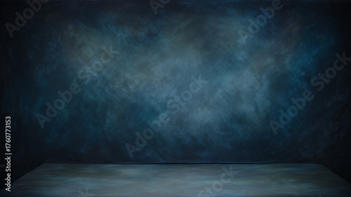 modulation. Traditional painted canvas backdrop with dramatic blue tones and textured fabric surface. event programs, museum guides, designed for cultural heritage projects and event programs.