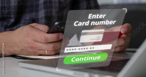 Failed mobile payment attempt with holographic red message Payment Denied. Concept of transaction error, banking issue, and retry.