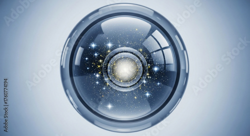 A mesmerizing cosmic sphere with a radiant core, surrounded by swirling stardust and celestial wonders, evoking a sense of infinite possibilities