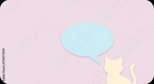 Pastel background with a cat silhouette and speech bubble, creating a soft and whimsical scene perfect for messages or creative projects