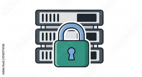 Server data protection concept of data security, cybersecurity, information privacy, and network security for business and personal use