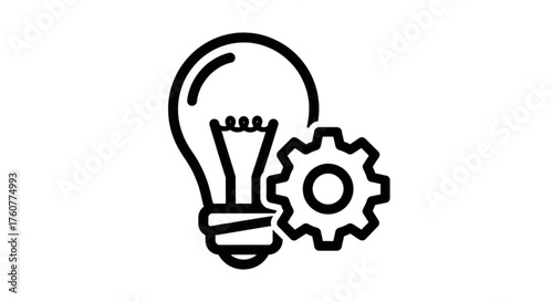 A lightbulb with a gear next to it, symbolizing innovation, creativity, and problemsolving, represents the power of ideas and technical expertise