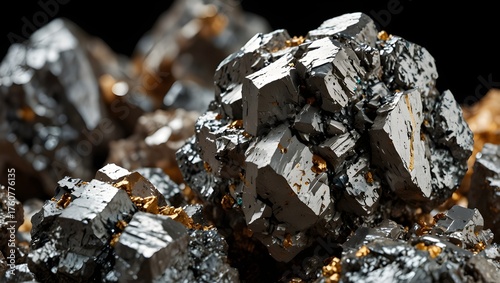 Photorealistic Macro of Erbium Ore with Metallic Texture on White Background