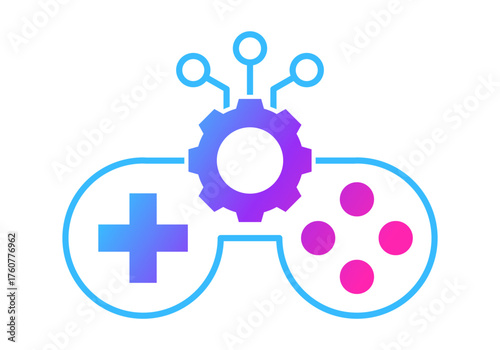 Gradient Blue Purple Artificial Intelligence in Gaming Flat Colored Icons