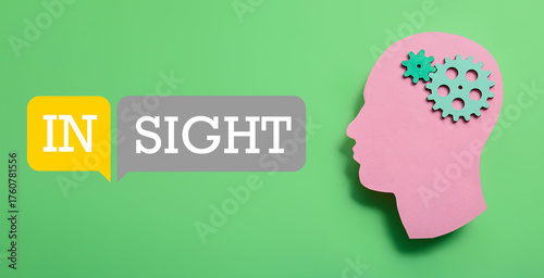 Wallpaper Mural Paper human head with gears and word INSIGHT on green background Torontodigital.ca