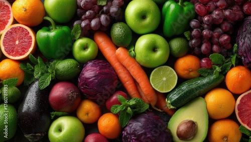 Fototapeta Naklejka Na Ścianę i Meble -  Colorful array of fresh fruits and vegetables (1)