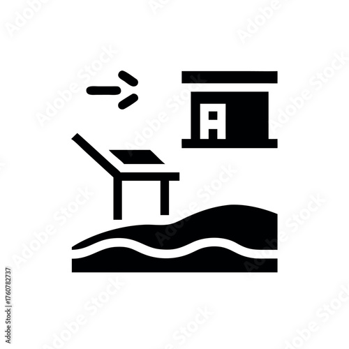 Elegant hilltop villa featuring infinity pool design Line Art Vector illustration