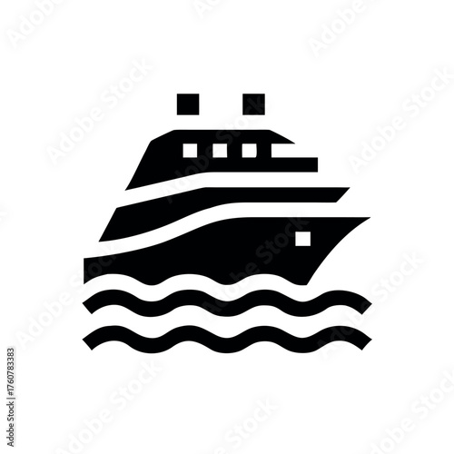 Elegant cruise liner cutting gracefully through waves Line Art Vector illustration