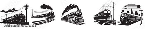 vector set of train silhouettes