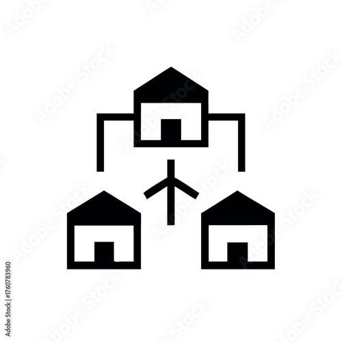 Innovative modular house with interlinked structures Line Art Vector illustration