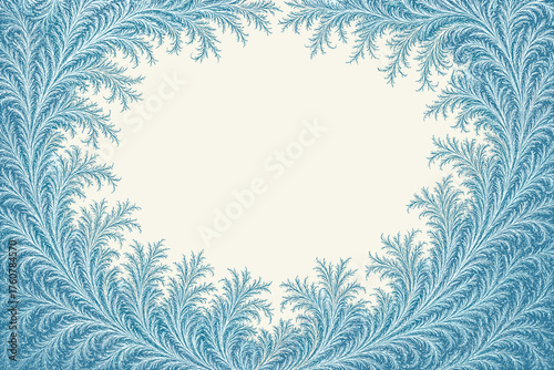 Intricate textured blue fractal design framing a blank space for text