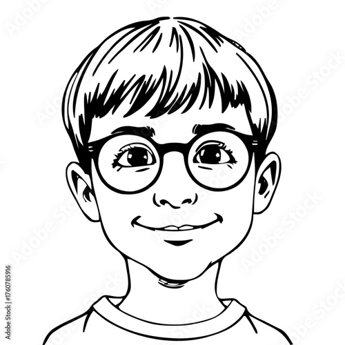 Human Face – child, man, bob haircut, round glasses #140