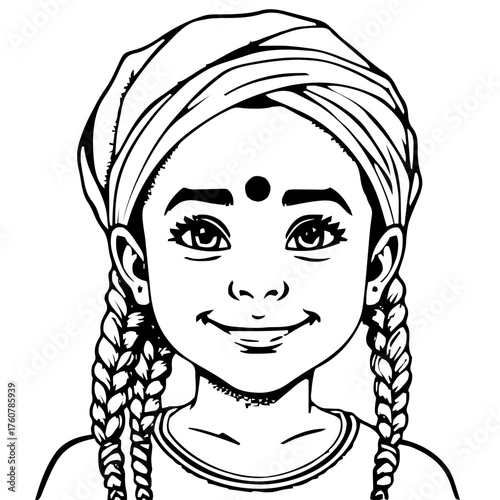Human Face – kid, woman, braids, turban, beauty mark #149
