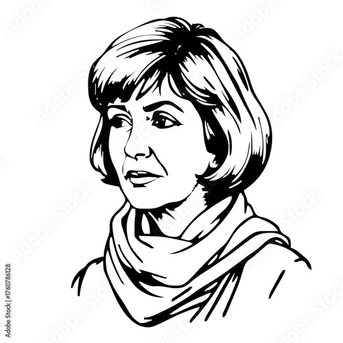 Human Face – middle‑aged, woman, bob haircut, head scarf #210
