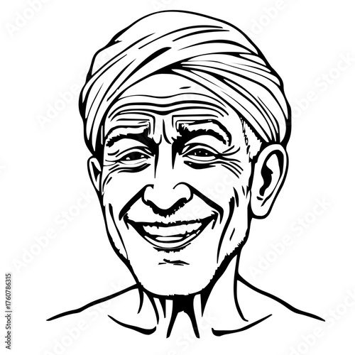 Human Face – elderly, androgynous person, buzz cut, turban, beauty mark #293