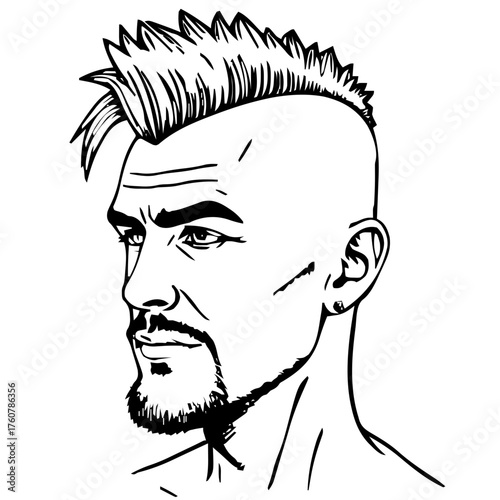 Human Face – senior, genderqueer person, mohawk, eyebrow piercing #286