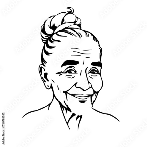 Wallpaper Mural Human Face – elderly, woman, top knot #308 Torontodigital.ca