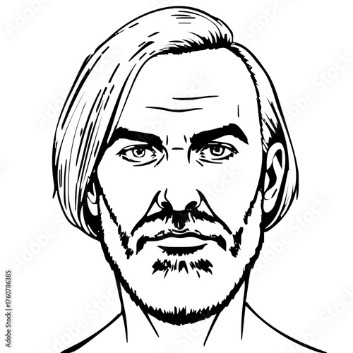 Human Face – middle‑aged, non‑binary person, bob haircut #317
