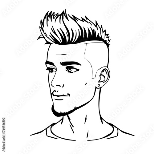 Human Face – young adult, androgynous person, mohawk, hearing aid #363