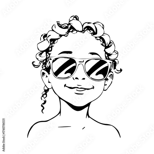 Human Face – child, trans woman, tight coils, sunglasses #365