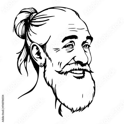 Human Face – elderly, woman, ponytail, stud earrings #401