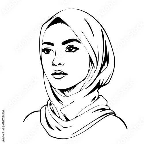 Human Face – young adult, genderqueer person, bob haircut, hijab #390