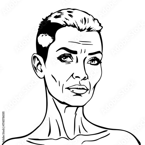 Human Face – senior, trans woman, buzz cut #398