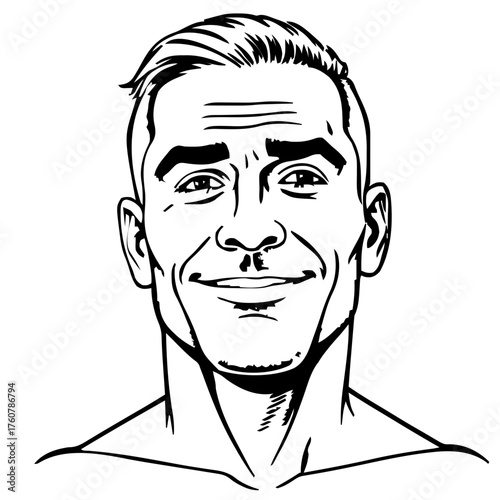 Human Face – middle‑aged, non‑binary person, tight coils, septum ring #475