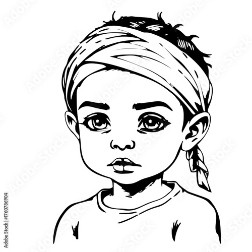 Human Face – child, non‑binary person, tight coils, headband #549