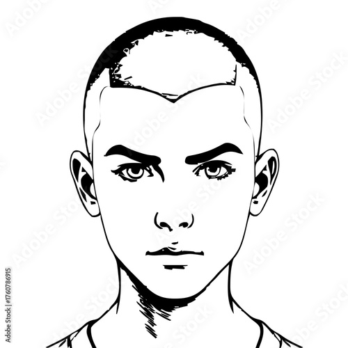 Human Face – teen, trans man, buzz cut #551