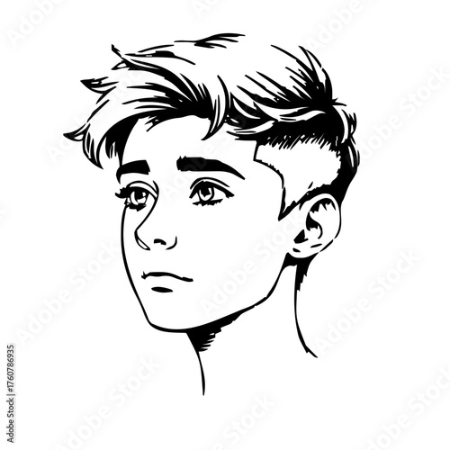 Human Face – teen, non‑binary person, short crop, nose ring #569