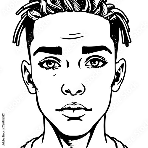 Human Face – young adult, genderfluid person, tight coils, freckles #567
