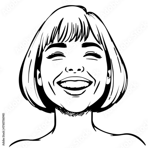 Human Face – adult, non‑binary person, bob haircut #568