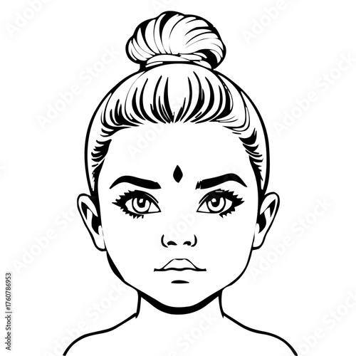 Human Face – child, trans woman, top knot, beauty mark #572