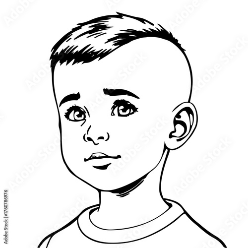 Human Face – child, androgynous person, buzz cut, hearing aid #594
