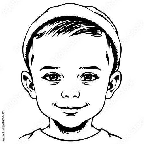 Human Face – child, androgynous person, buzz cut, beanie, beauty mark #593