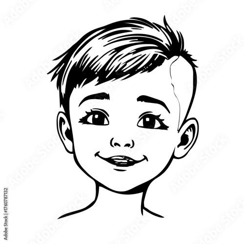 Human Face – kid, woman, undercut, eyebrow piercing #638