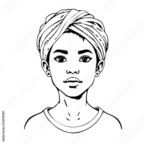 Human Face – kid, trans man, braids, turban #715