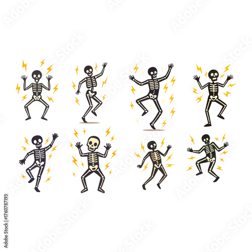 Cartoon Silhouette of Electrocuted Man