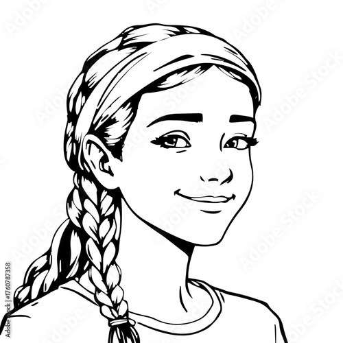 Human Face – teen, agender person, braids, headband #823