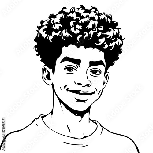 Human Face – teen, man, curly afro, beauty mark #829