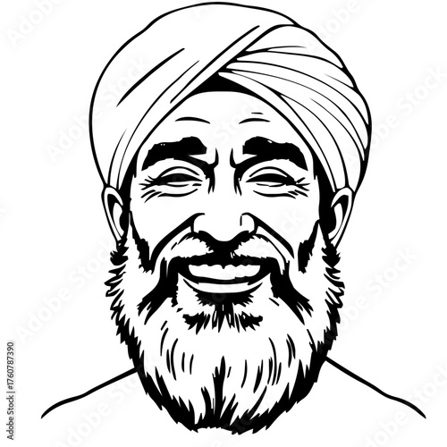 Human Face – senior, genderfluid person, short crop, turban, hearing aid #831