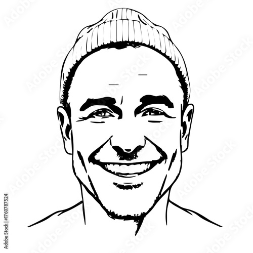 Human Face – middle‑aged, man, buzz cut, beanie, lip ring #890